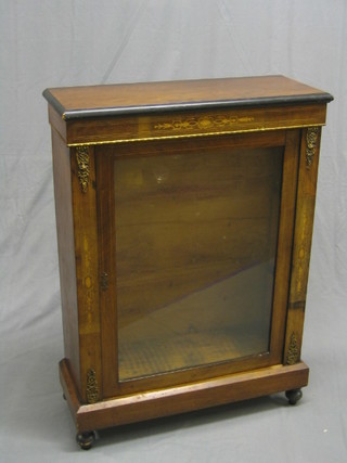 An Edwardian shaped mahogany display cabinet with double dome top, fitted shelves enclosed by astragal glazed panelled door (1 panel f), raised on splayed supports 34"