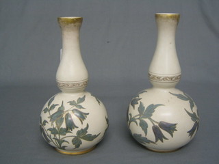 A  pair of Doulton  club shaped vases with embossed flower head decoration, the base incised S349 8"