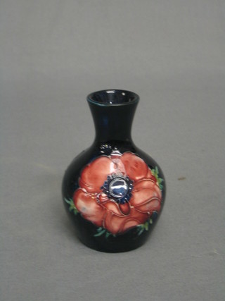 A Moorcroft club shaped vase, the base with paper label marked By Appointment To the Late Queen Mary, 4"