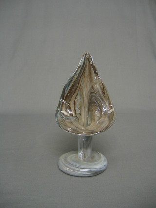A grey Art Glass vase, the base marked paper label Jack in the Pulpit 8"