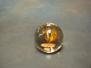 A glass paperweight, the base signed Gallob 94, 3"