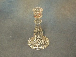 A Baccarat plain glass spiral candlestick 7"