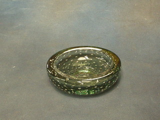 A circular Whitefriars smoky bubble glass bowl 6"