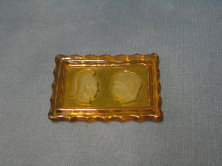 A Baccarat style intaglio cut glass rectangular pin tray 4" 
