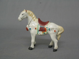 A 19th Century Continental porcelain figure of a saddled standing horse 5" 