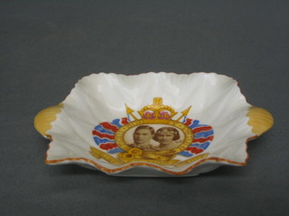 A Shelley George VI 1937 Coronation twin handled pin tray, base marked RD 272101, 5"
