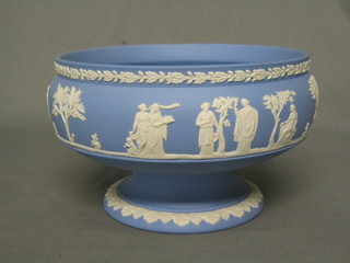 A Wedgwood circular blue Jasperware bowl, the base marked impressed Wedgwood 8"