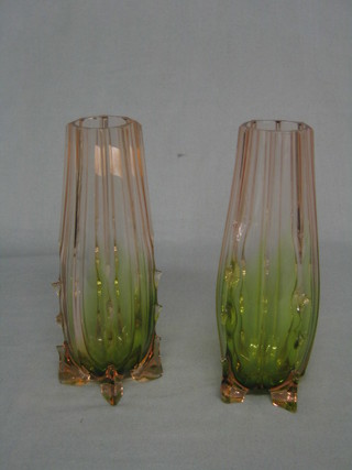 A pair of Art Glass vases 8" (1 chipped)