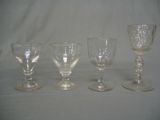 4 various antique wine glasses