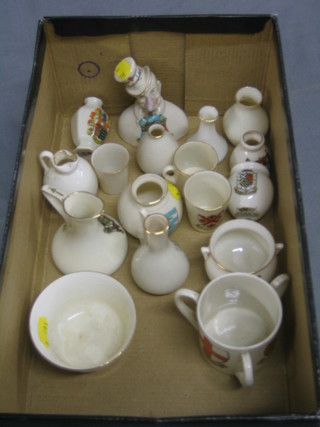 17 items of crested china