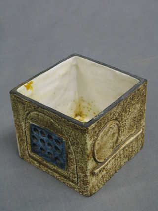 A square Troica vase, the base marked Troica Cornwall, 3 1/2"