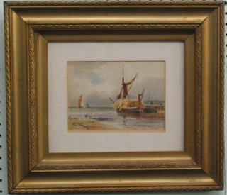 D Green, watercolour "Thames Barge" 5" x 6"