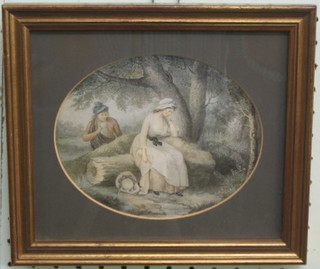 A 19th Century coloured print "The Lass of Livingstone" 5" oval