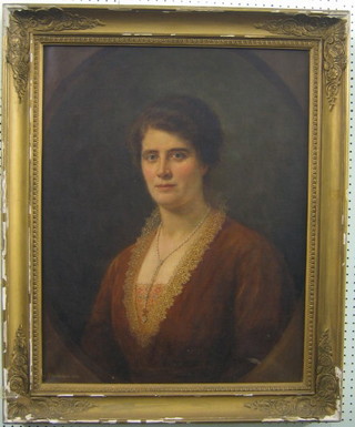 H Schmiechen, oil on board, head and shoulders portrait "Mrs Wilfred Merton" 29" x 23" signed and dated 1922  