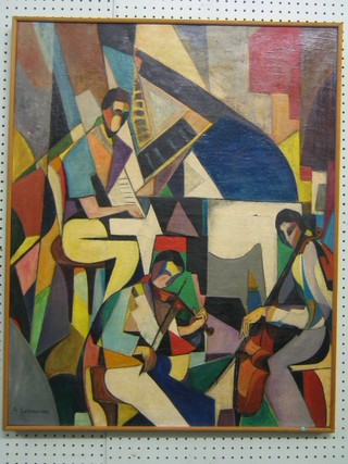 A Luten Baher, modernist, oil painting on canvas "Musician" 32" x 26"
