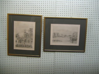 Robert Smart, a monochrome print "Weymouth Bridge"  7" x 10" and 1 other "St Mary's St Weymouth" 10" x 7"