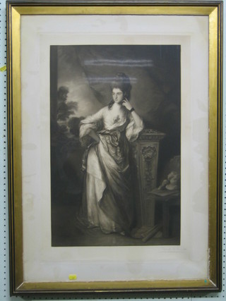 After Gainsborough, a monochrome print "Lady Ligonier" 24" x 16"