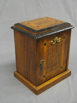 An Edwardian inlaid mahogany stationery box with fitted interior and fall front 10"