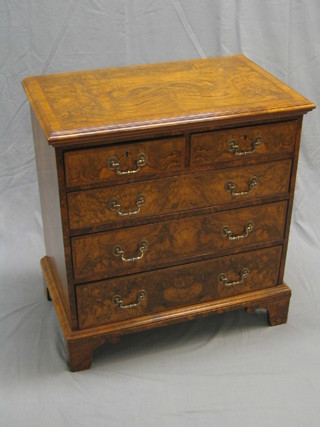 A 19th Century Queen Anne style chest with feather and crossbanded top, fitted 2 short and 3 long drawers, raised on bracket feet (recently restored and with replacement handles) 29"