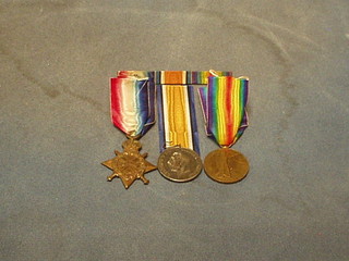 A group of 3 medals to Frederick Charles Bamsey, J8716 Able Bodied Royal Naval, comprising 1914-15 Star, British War Medal and Victory Medal, (British War medal suspension bar f) together with a photocopy of service record and a ribbon bar