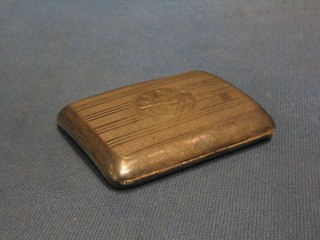 A silver cigarette case with engine turned decoration, monogrammed, Birmingham 1911