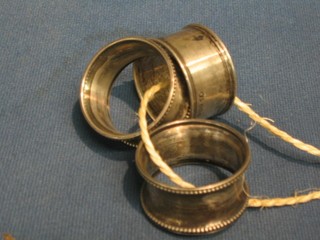 3 various silver napkin rings