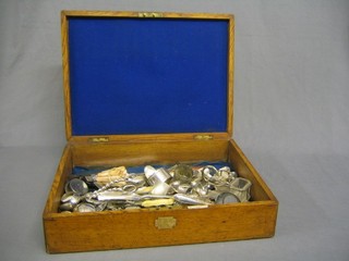 An oak canteen box and miscellaneous table flatware