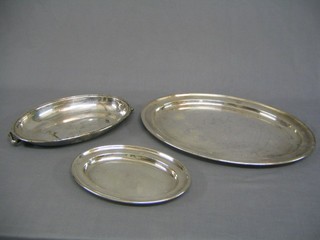 An oval silver plated meat plate 16" and 1 other