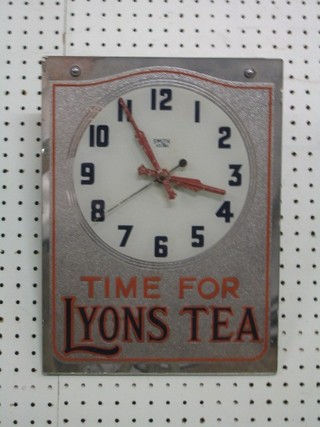 A 1930's Smiths Sectric glass electric advertising clock marked Time for Lyons Tea