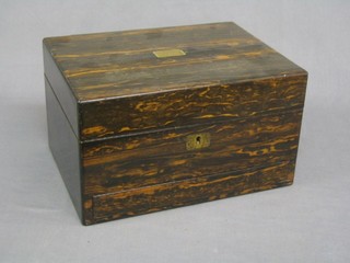 A Victorian Coromandel trinket box with hinged lid 12"