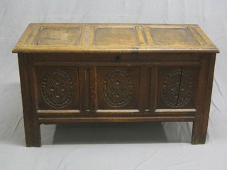 A 17th/18th Century oak chest of joined and panelled construction (2 panels cracked) 48"