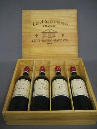 4 bottles of 1989 Chateau Le Couvent - St Emilion Grand Cru, boxed