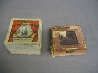 A set of Robert H Clark  Magic lantern slides Pussies Road to Ruin and a set of Primus Junior magic lantern slides The Three Bears (2)