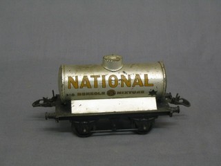 A Hornby O gauge National Benzole Mixture tanker (some paint loss, plastic wheels)