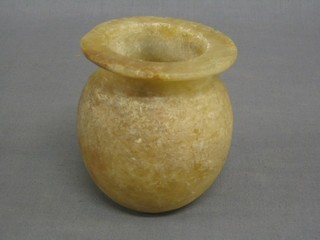An Egyptian alabaster vase of globular form 4"