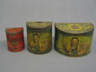 2 half moon shaped tins and a Mackintosh Toffee Delux tin