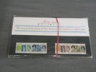 4 60th Birthday of HM The Queen presentation stamps and 11 HRH Prince Andrew and Miss Sarah Ferguson wedding stamps