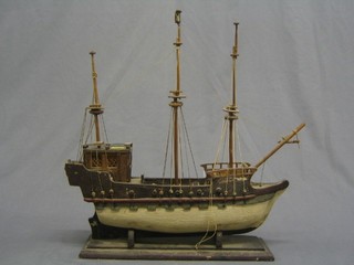 A wooden model of a galleon