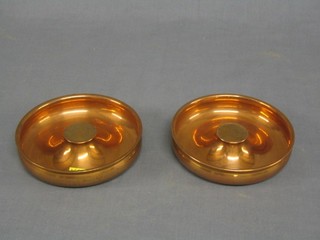 2 circular copper dishes set coins 5"