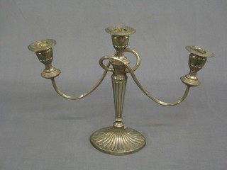 A modern silver plated 3 branch candelabrum