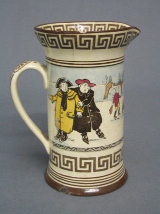 A Royal Doulton seriesware jug decorated skating scenes (chips to rim and cracked) 5"