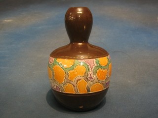 A Bretby mallet shaped brown glazed vase, the base impressed Bretby 1537 E 9" (base drilled for lamp)