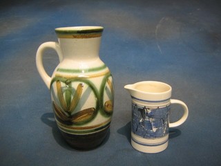 A 19th Century Cinque Port Pottery jug 9" and 1 other 4", base marked Cinq Port Pottery Rye