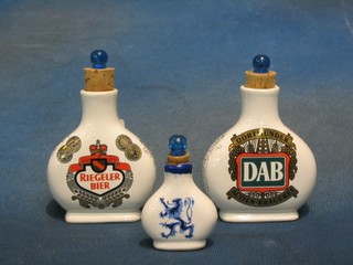 2 Continental pottery snuff bottles 4" and 1 other