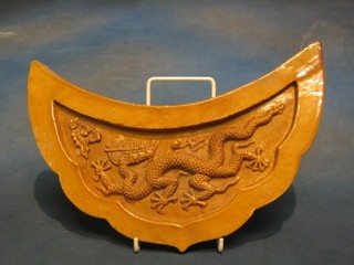 A 19th Century Oriental crescent shaped bowl decorated a dragon 13"