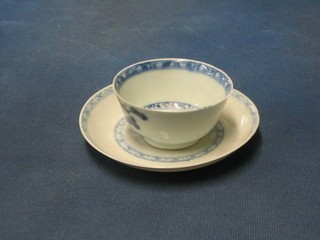 A Nankin blue and white porcelain tea bowl and saucer, base with old Christies lot number