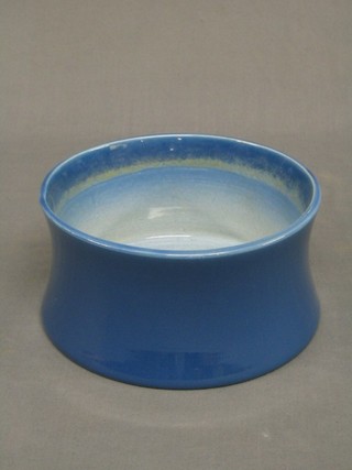 A Bretby blue glazed waisted bowl, base marked Bretby made in England 1943 E 7"