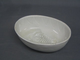 A 19th Century oval white glazed pottery jelly mould in the form of a pineapple 8"
