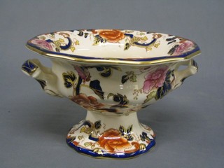 A 20th Century Masons Ironstone twin handled pedestal fruit bowl, the base with brown mark 10"