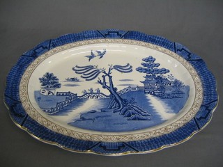 A Boothes Real Old Willow pattern meat plate 18"